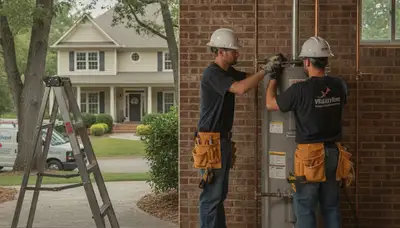 Marietta, GA emergency plumbing repair technician servicing a residential pipe leak