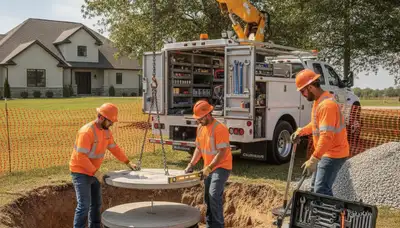 Marietta, GA plumber repairing a septic system for a residential emergency service call