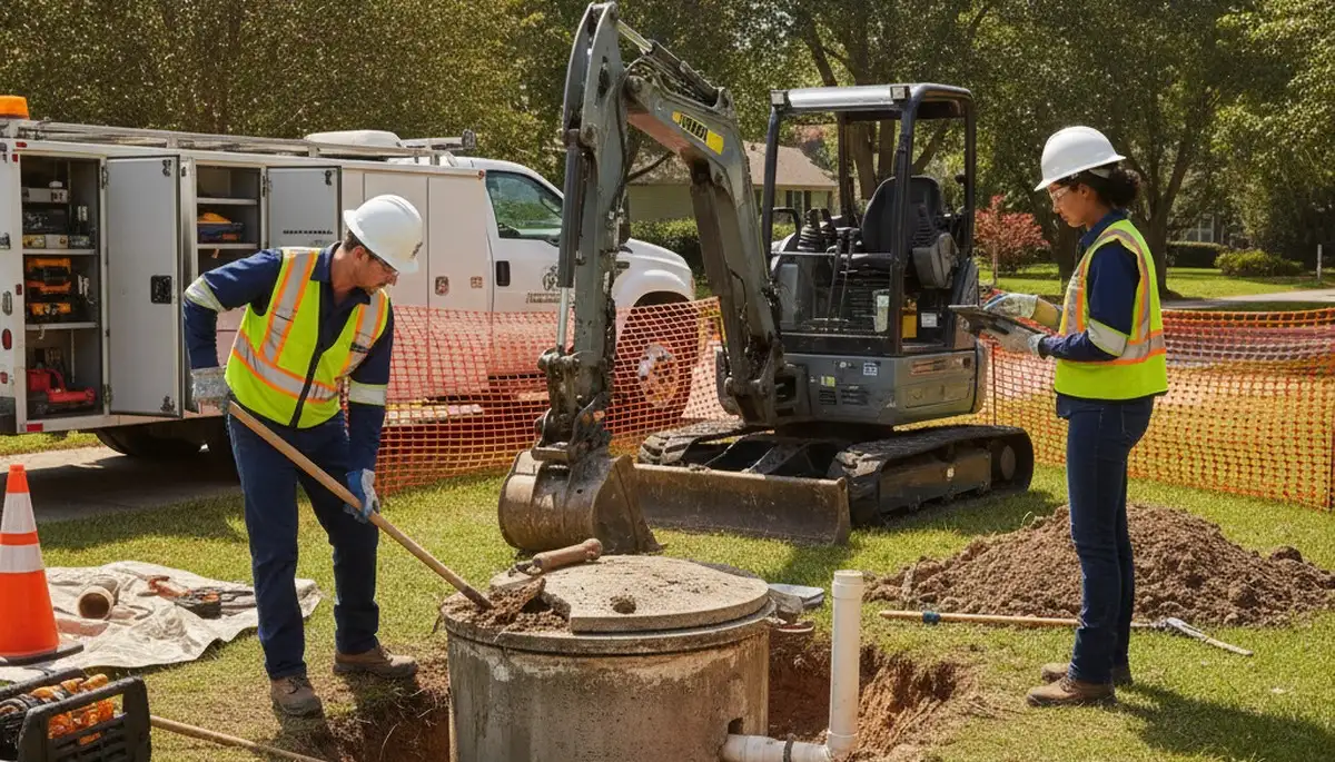 Marietta, GA plumber repairing septic system for local home service