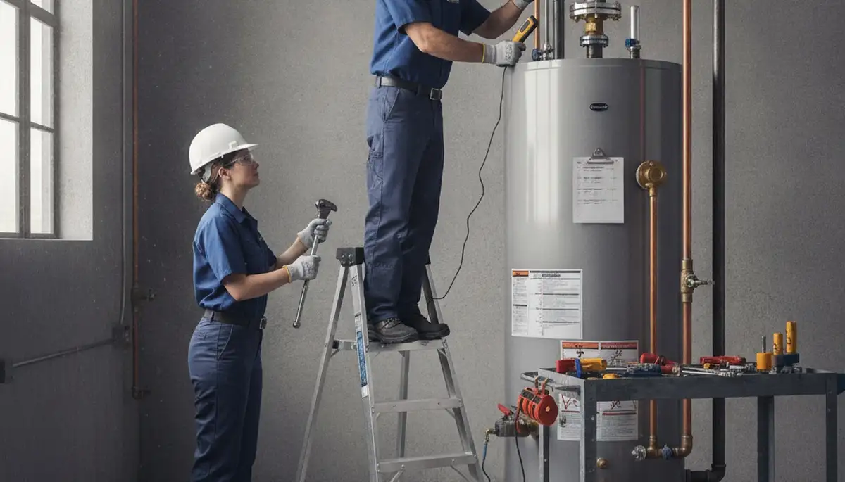 Water heater repair plumber servicing a Marietta, GA home with fast emergency plumbing service